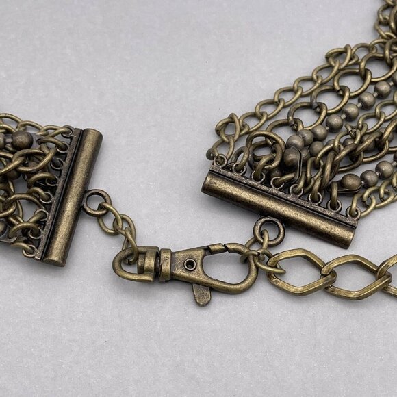 Multi Strand Beaded Curb Link Chain Belt Adjustable Lobster Closure 41 Inches - Picture 3 of 10